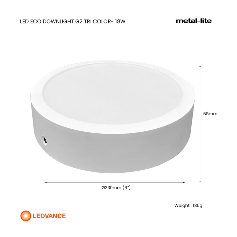 LEDVANCE Eco Downlight G2 Tri Color 18W Surface Mounted