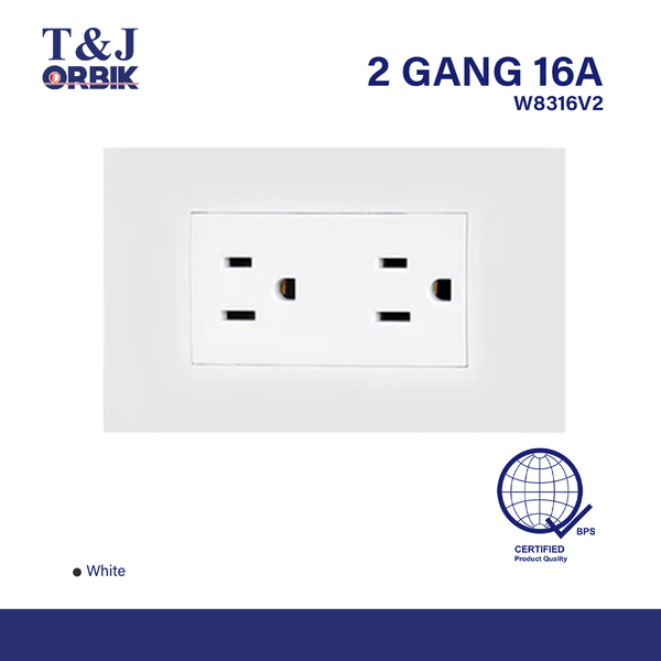 T&J ORBIK 2 Gang Outlet with Plate