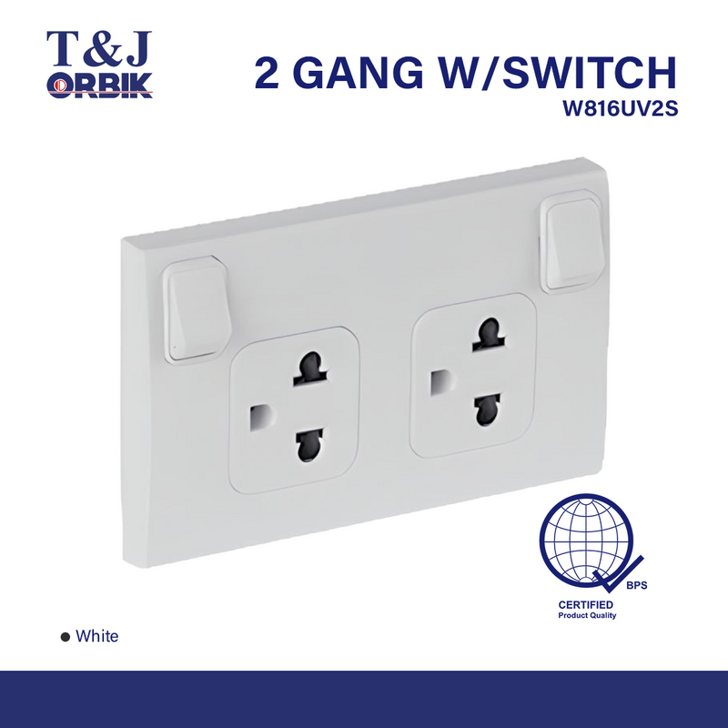 T&J ORBIK 2 Gang Outlet with Switch