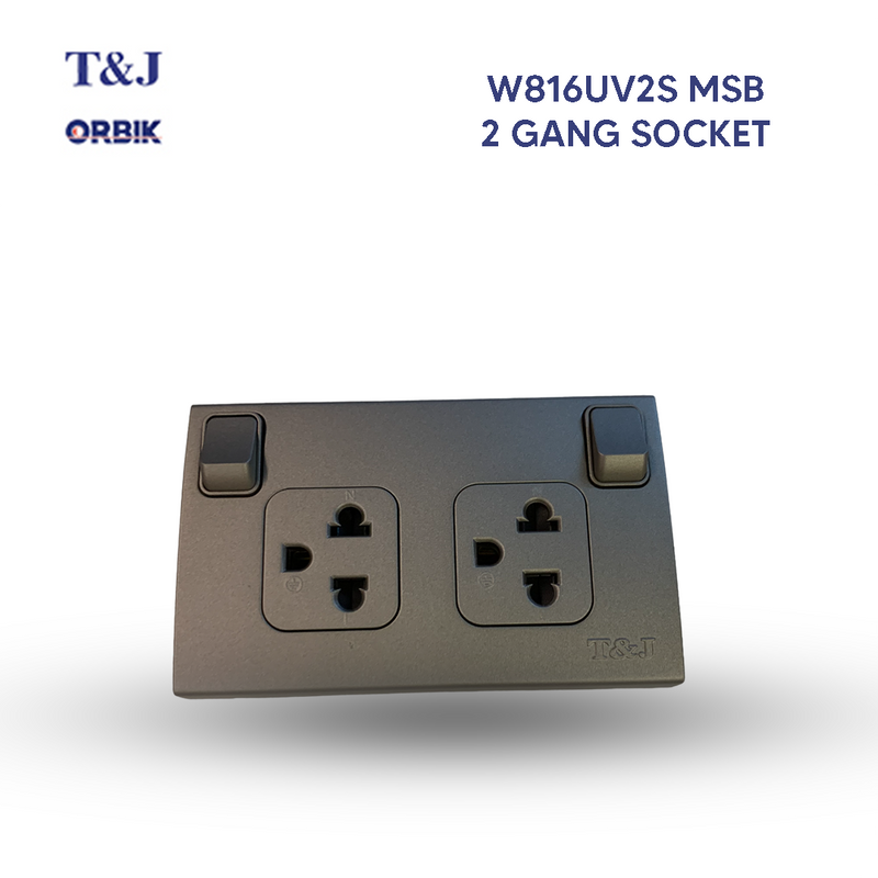 T&J ORBIK 2 Gang Outlet with Switch