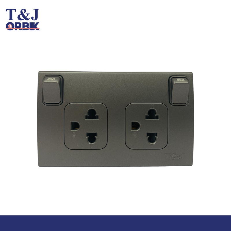 T&J ORBIK 2 Gang Outlet with Switch