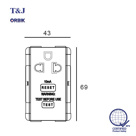 T&J Orbik Socket with RCD Protection