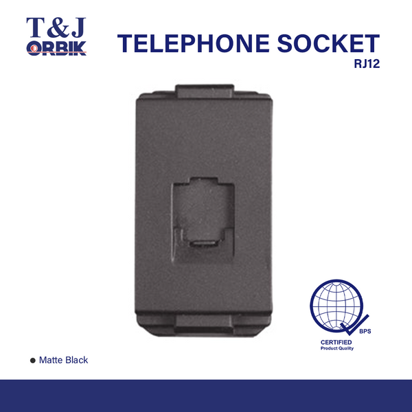 T&J ORBIK Telephone Socket Multimedia Outlest (Matte Black)