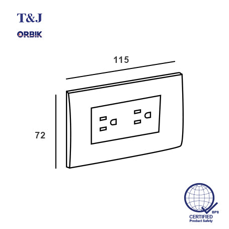 T&J ORBIK W8316V2 - 2 Gang Outlet with Plate